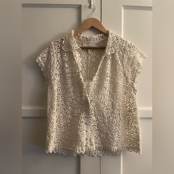 THE GREAT. The Lattice Top in Cream • NWT - Picture 6 of 10